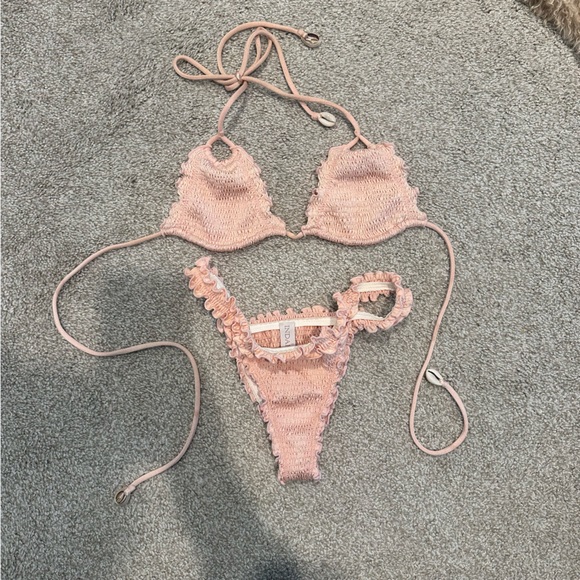 Indah Other - Indah Ruffled Pink Bikini Top